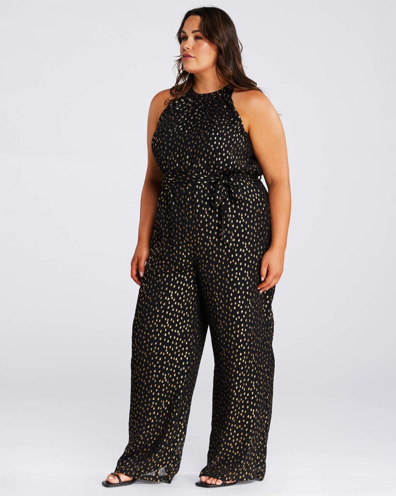 Black and gold plus size jumpsuit cheap